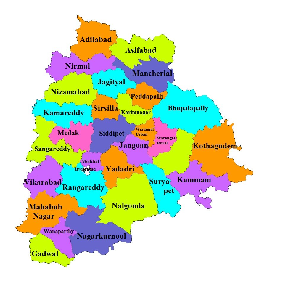 Telangana Map And Districts Map Dhanviservices Dhanvi Services